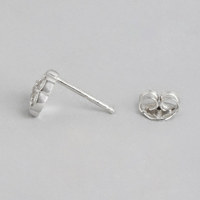 Minimal CZ Studded Rhodium Plated 925 Sterling Silver Studs