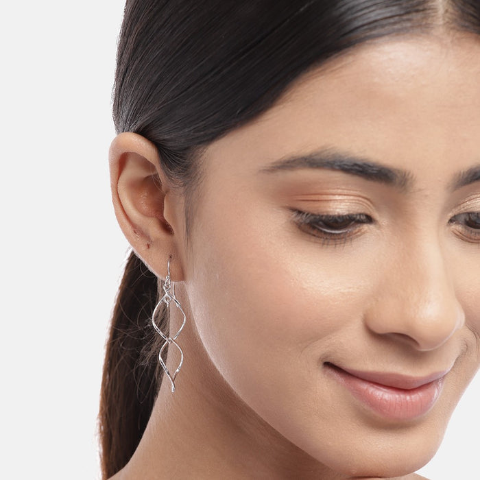 Minimal Dangle Rhodium Plated Earrings