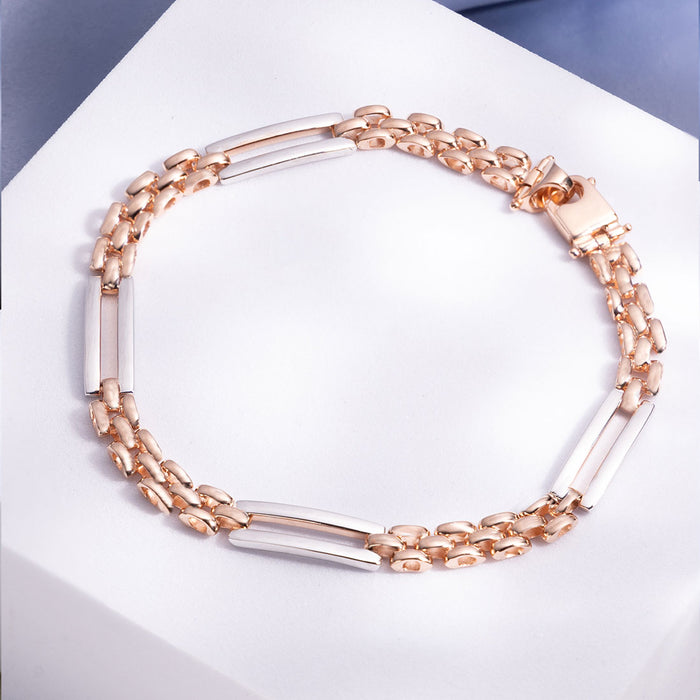 Minimal Dual Plated 925 Sterling Silver Men's Bracelet