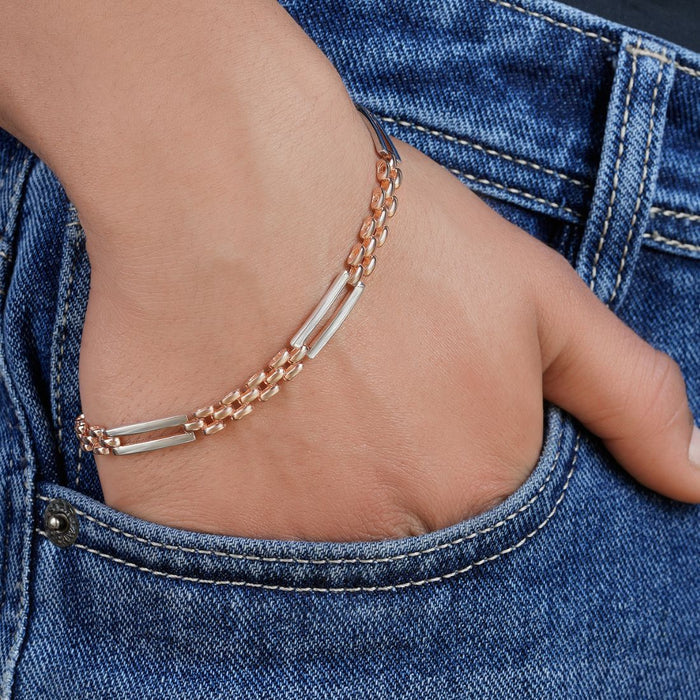 Minimal Dual Plated 925 Sterling Silver Men's Bracelet