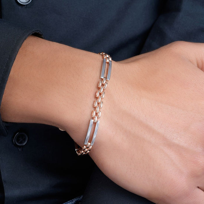 Minimal Dual Plated 925 Sterling Silver Men's Bracelet