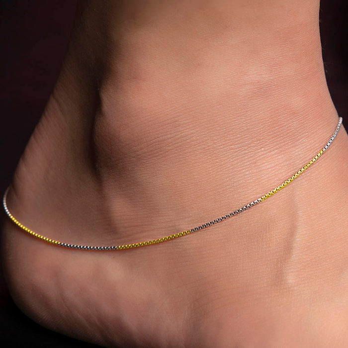 Minimal Dual Toned 925 Sterling Silver Anklet