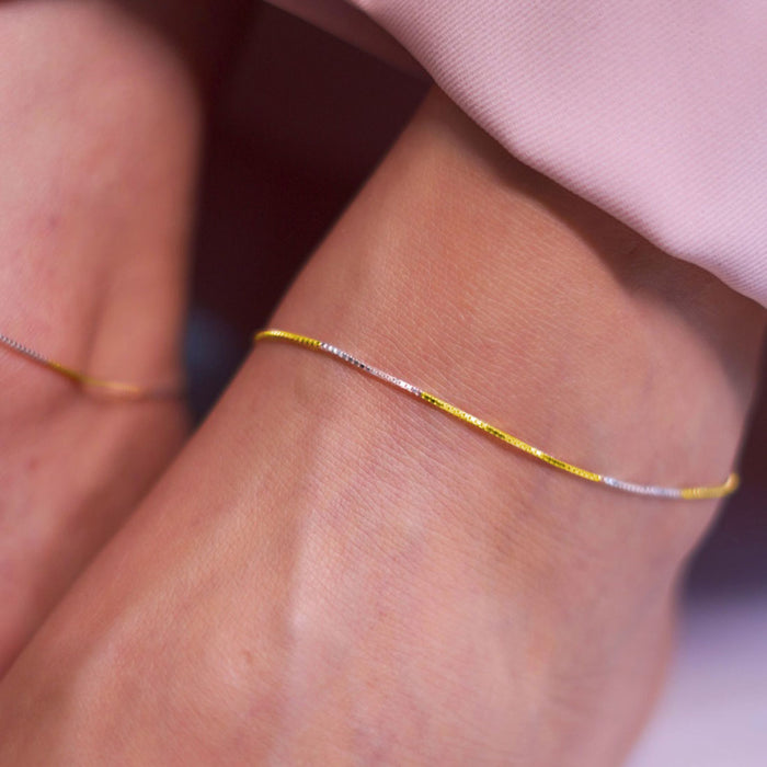 Minimal Dual Toned 925 Sterling Silver Anklet