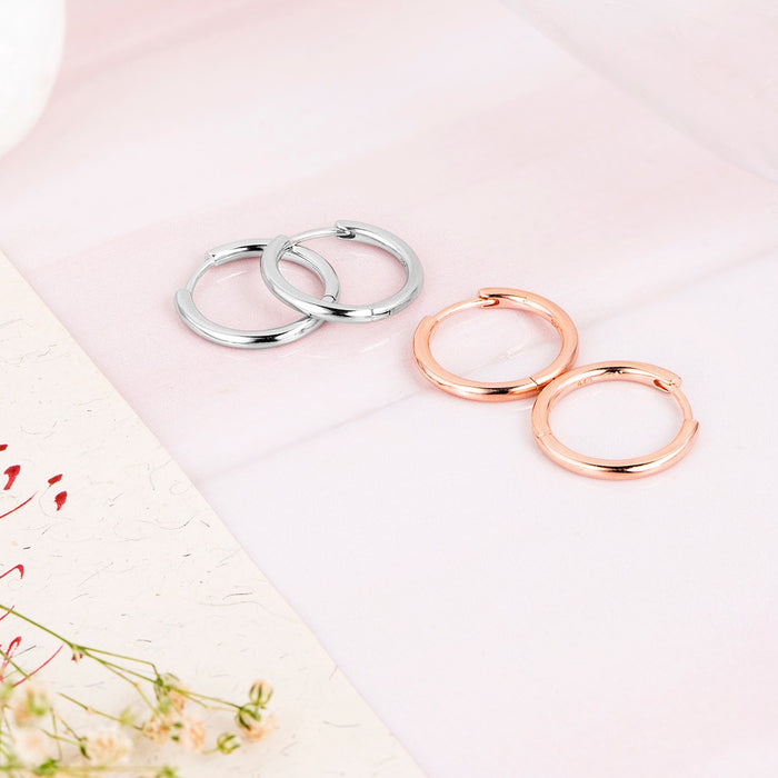 Minimal Duo Hoops 925 Sterling Silver Earring Combo