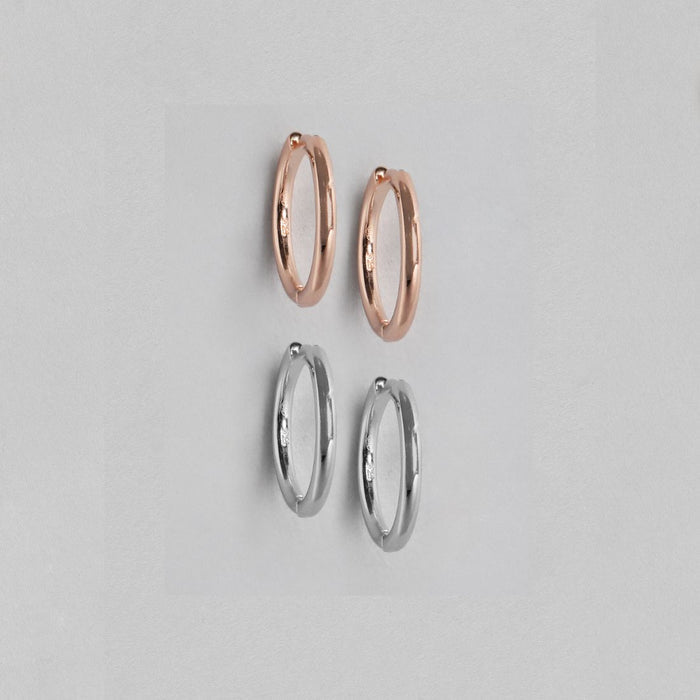 Minimal Duo Hoops 925 Sterling Silver Earring Combo