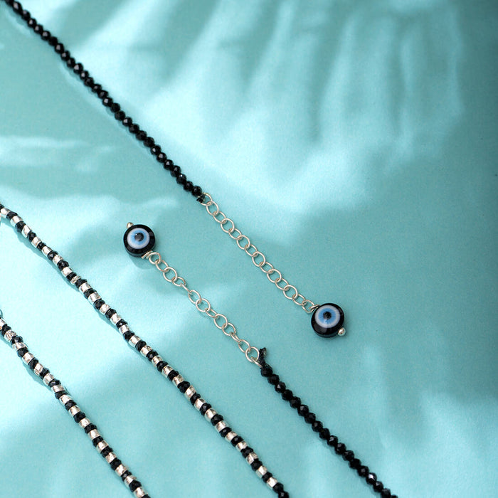 Minimal Evil Eye 925 Sterling Silver Anklet