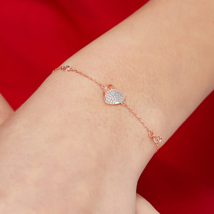 Minimal Heart design 925 Rose Gold Bracelet