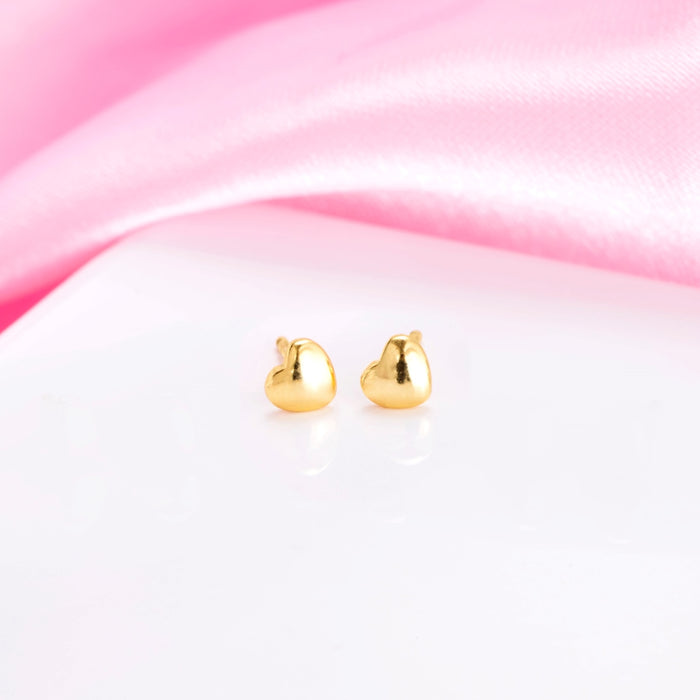 Minimal Heart Gold Plated 925 Sterling Silver Studs Earring