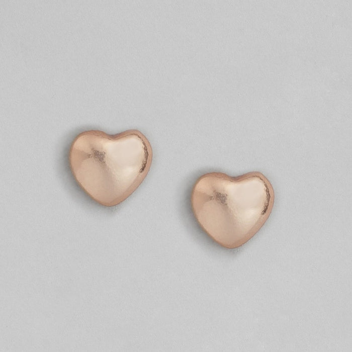 Minimal Heart Rose Gold Plated 925 Sterling Silver Studs