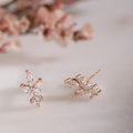 Minimal Leaf 925 Silver Earrings in Rose Gold
