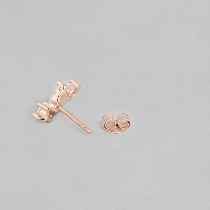 Minimal Leaf 925 Silver Earrings in Rose Gold