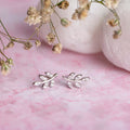 Minimal Leaf CZ Rhodium Plated 925 Sterling Silver Earring