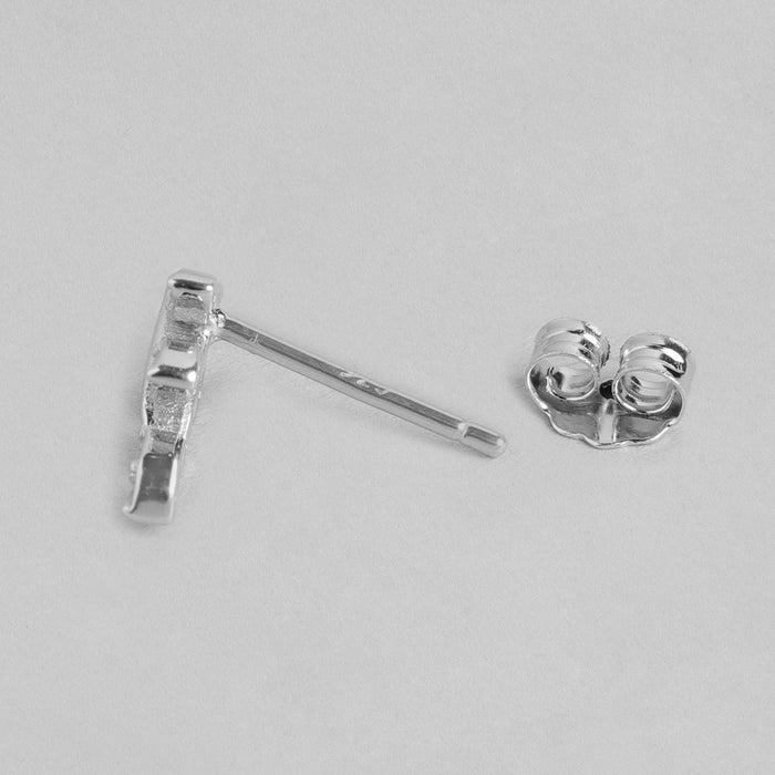Minimal Leaf CZ Rhodium Plated 925 Sterling Silver Earring