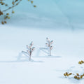 Minimal Leafy Rhodium Plated 925 Sterling Silver Studs