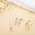 Minimal Pearl Rhodium Plated 925 Sterling Silver Jewellery Set