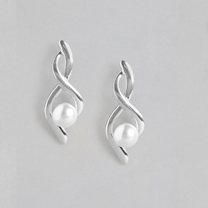 Minimal Pearl Rhodium Plated 925 Sterling Silver Jewellery Set