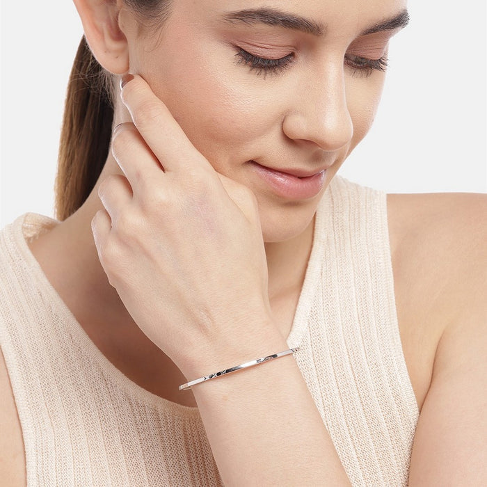 Minimal Rhodium Plated 925 Sterling Silver Bracelet
