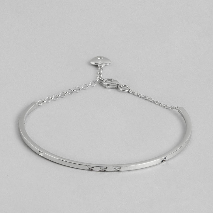 Minimal Rhodium Plated 925 Sterling Silver Bracelet