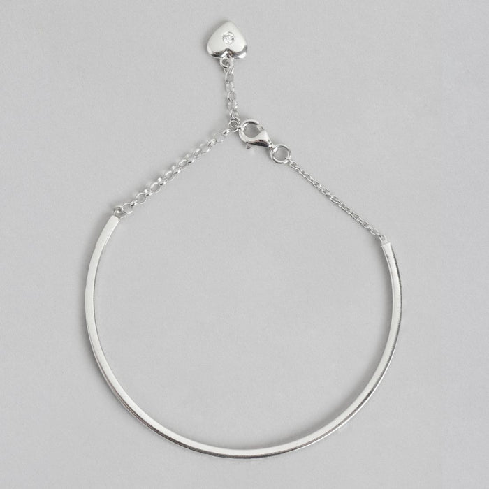 Minimal Rhodium Plated 925 Sterling Silver Bracelet