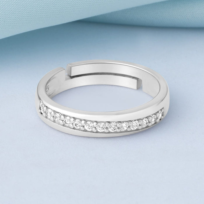 Minimal Rhodium Plated 925 Sterling Silver Men's Ring