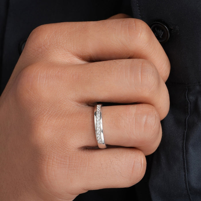 Minimal Rhodium Plated 925 Sterling Silver Men's Ring