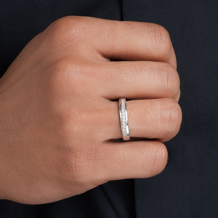 Minimal Rhodium Plated 925 Sterling Silver Men's Ring