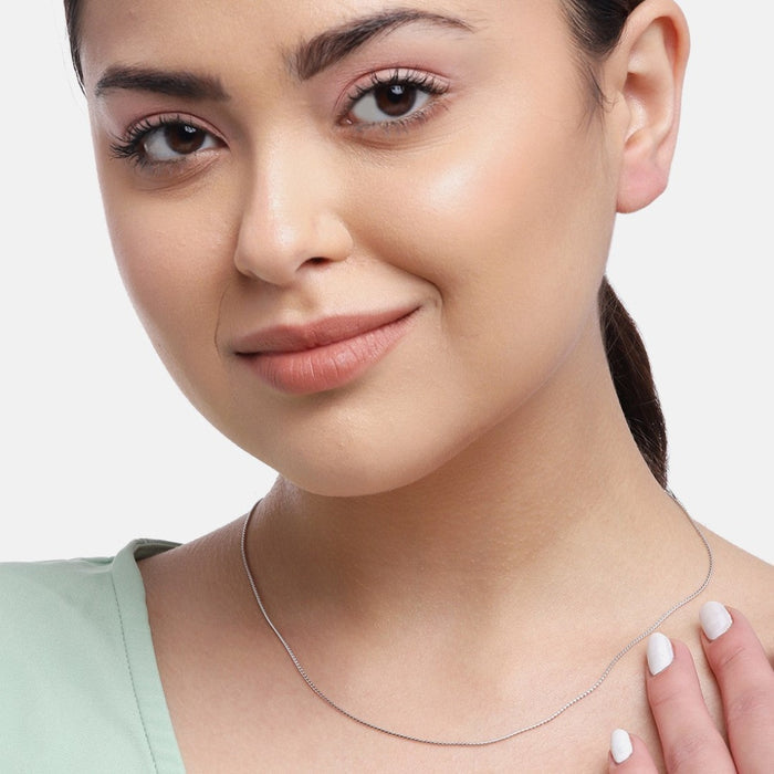 Minimal Rhodium Plated 925 Sterling Silver Rope Chain