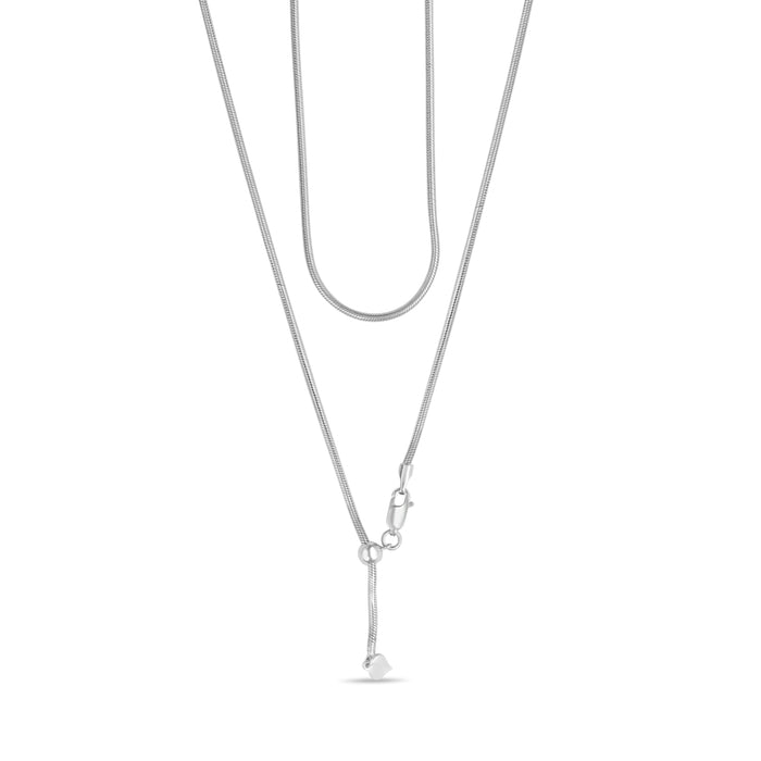 Minimal Rhodium Plated 925 Sterling Silver Snake Chain Sliding Waist Chain