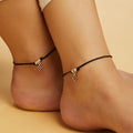 Minimal Rhodium Plated 925 Sterling Silver Thread Anklet