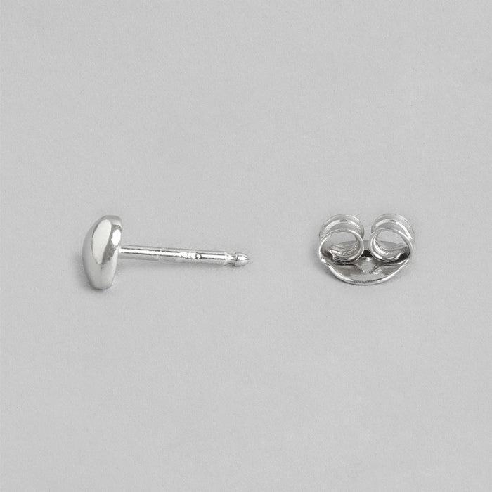 Minimal Rhodium Plated Heart 925 Sterling Silver Stud Earring
