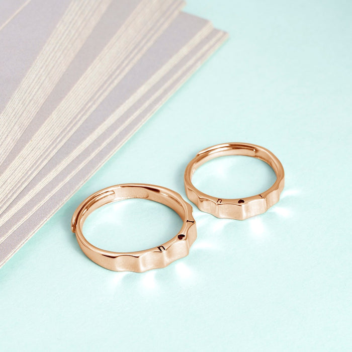 Minimal Rose Gold Plated 925 Sterling Silver Couple Ring Band (Adjustable)
