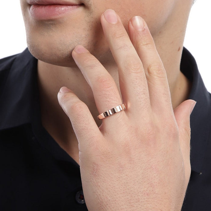 Minimal Rose Gold Plated 925 Sterling Silver Couple Ring Band (Adjustable)