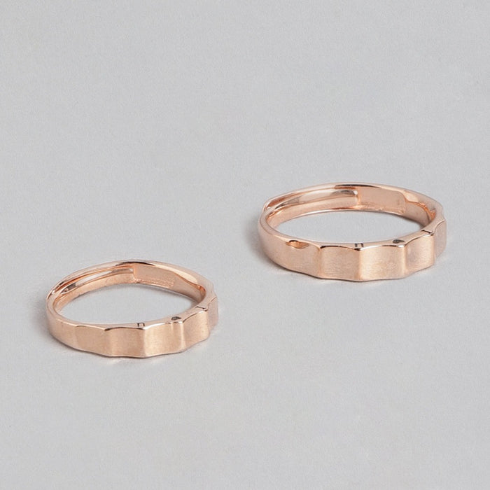 Minimal Rose Gold Plated 925 Sterling Silver Couple Ring Band (Adjustable)