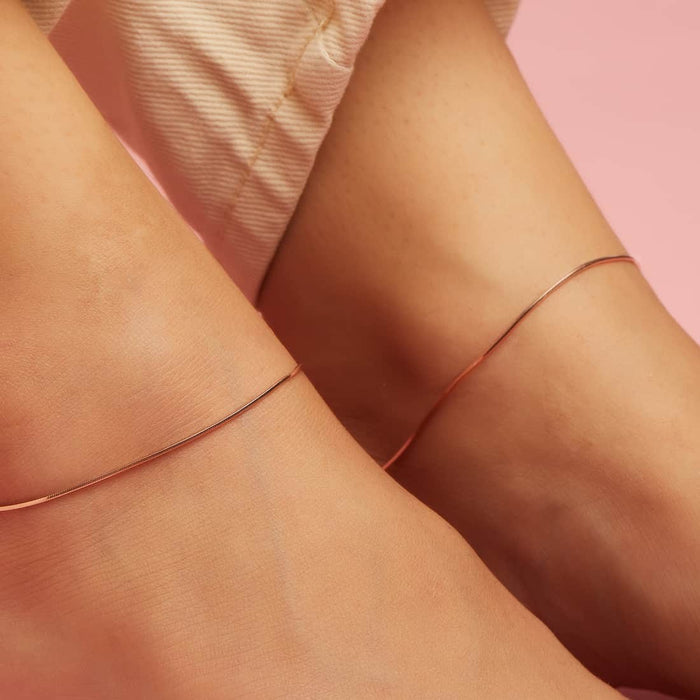 Minimal Serenity Rose Gold Plated 925 Sterling Silver Anklet