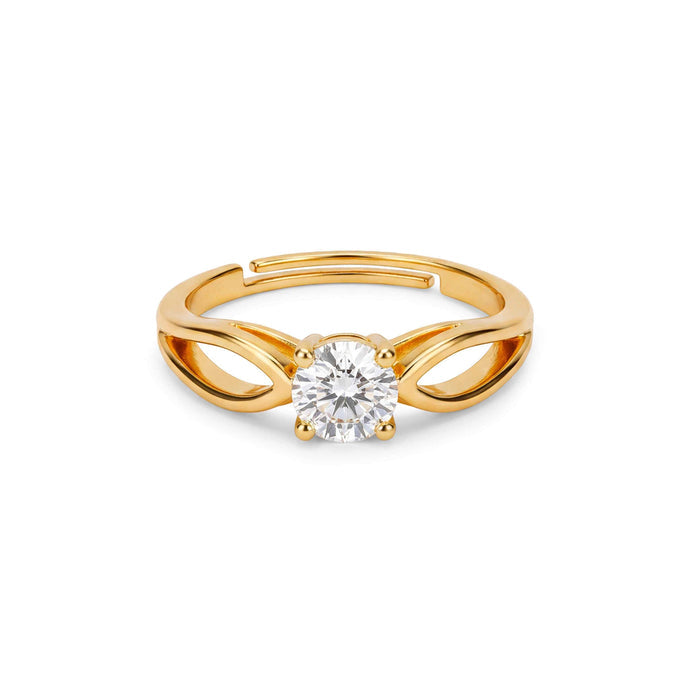 Gold plated 925 sterling silver minimal solitaire ring for women with an adjustable open band – Zavya