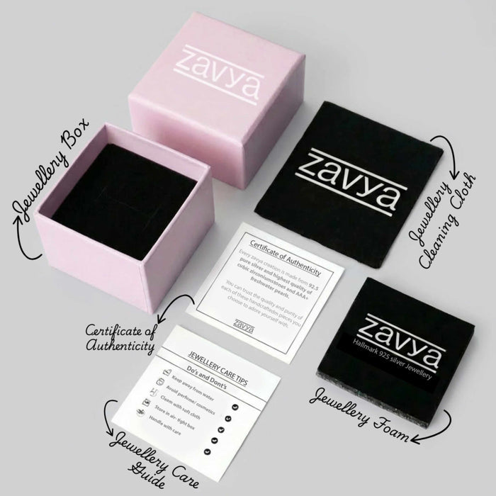 Pink box, certificate & cloth for women's 925 Sterling Silver gold plated adjustable ring – Zavya