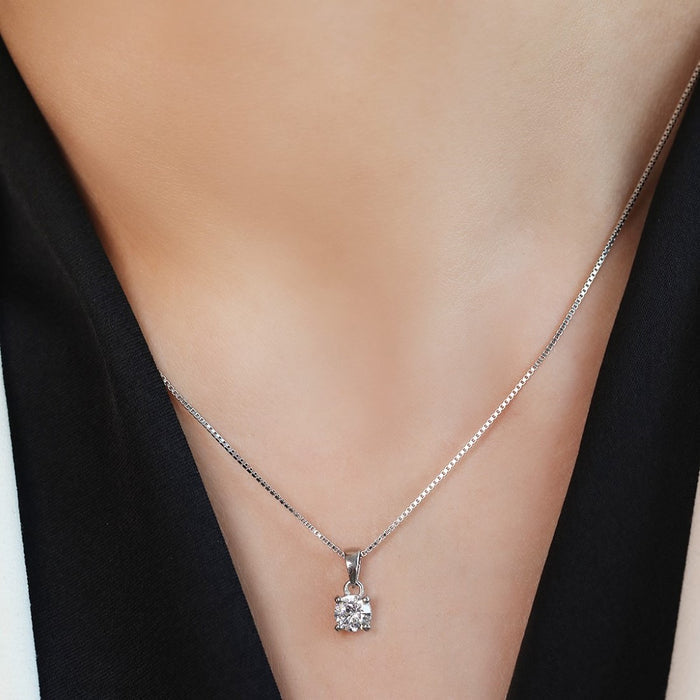 Minimal Solitaire Rhodium Plated 925 Sterling Silver Jewellery Set