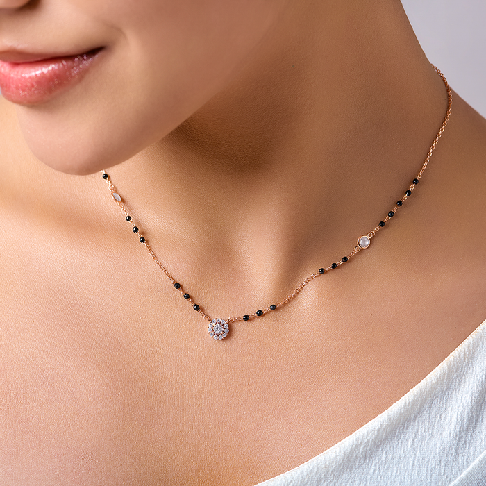 Minimal Solitaire Rose Gold Plated 925 Sterling Silver Mangalsutra