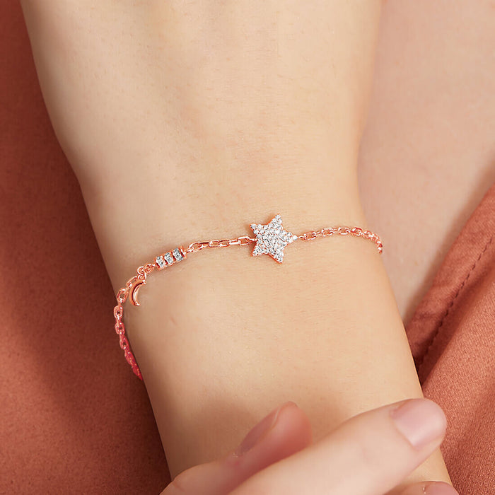 Minimal Star Cubic Zirconia 925 Silver Bracelet in Rose Gold