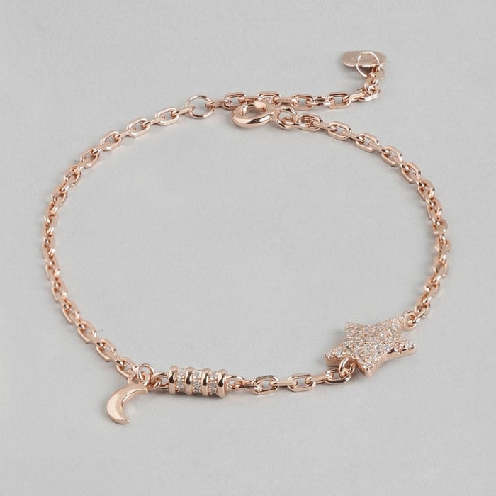 Minimal Star Cubic Zirconia 925 Silver Bracelet in Rose Gold