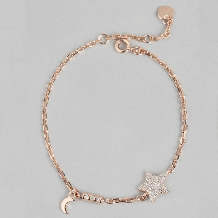 Minimal Star Cubic Zirconia 925 Silver Bracelet in Rose Gold