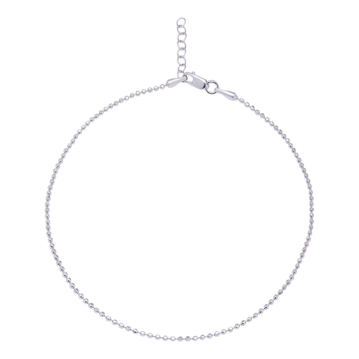Minimalist 925 Sterling Silver anklet for women with tiny beads. Silver ankle bracelet – Zavya