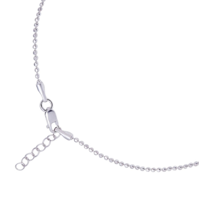 Close-up of tiny beads and adjustable clasp on a minimalist 925 Sterling Silver anklet for women – Zavya