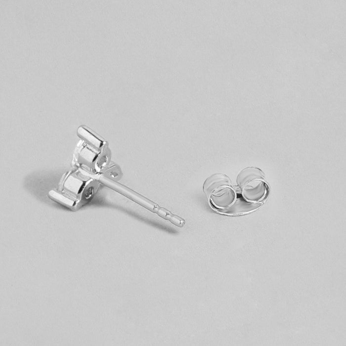 Minimal Triangle CZ Rhodium Plated 925 Silver Stud Earrings