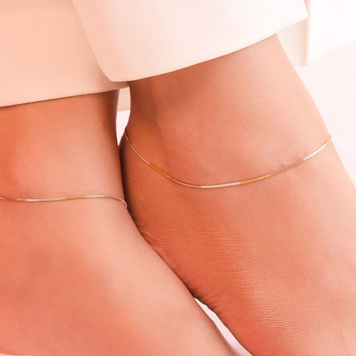 Minimal Triple Toned 925 Sterling Silver Anklet