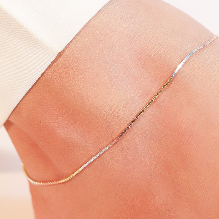 Minimal Triple Toned 925 Sterling Silver Anklet