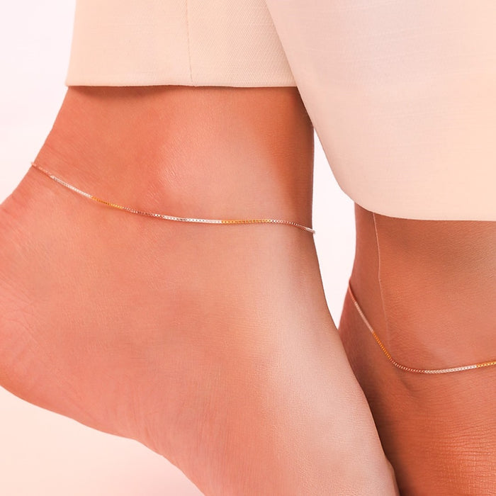 Minimal Triple Toned 925 Sterling Silver Anklet