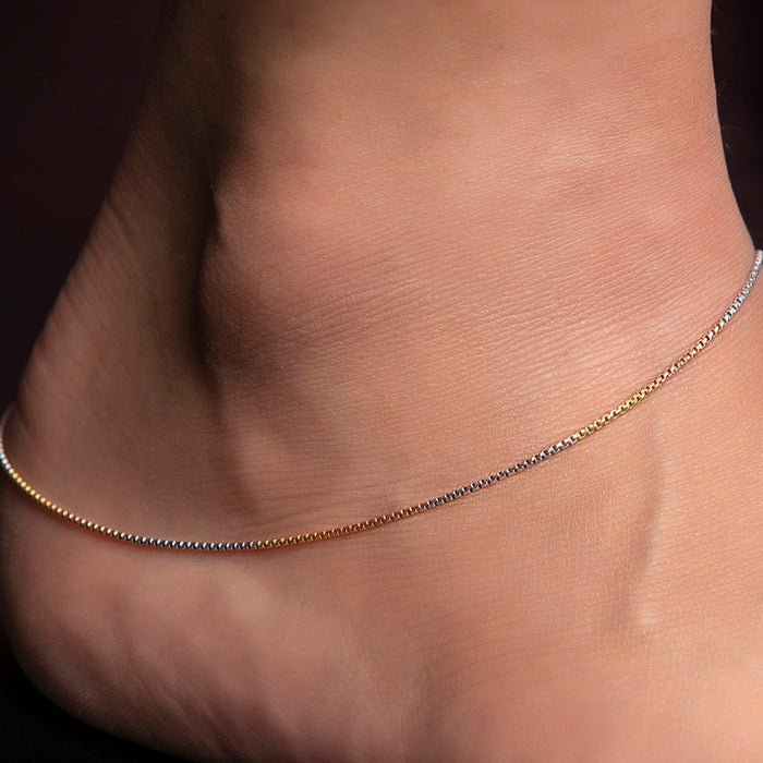 Minimal Triple Toned 925 Sterling Silver Anklet
