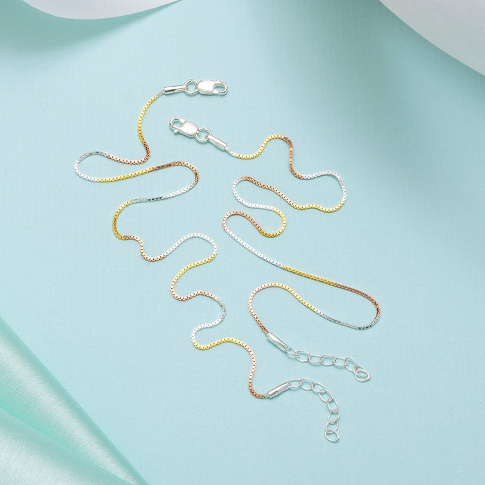 Minimal Triple Toned 925 Sterling Silver Anklet