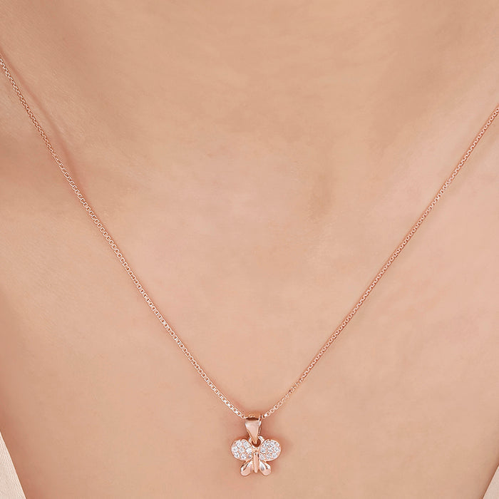 Minimalist Butterfly Rose Gold Plated 925 Sterling Silver Pendants